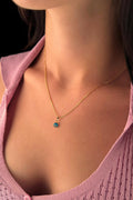 14ct Gold Fine Foxtail Evil Eye Necklace