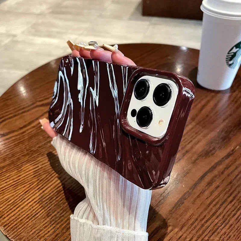 6D Silk Pattern Wavy Phone Case For iPhone Air 17 16 15 14 11 12 13 Pro Max Plus XR E 16E Shockproof Protective Soft Back Cover